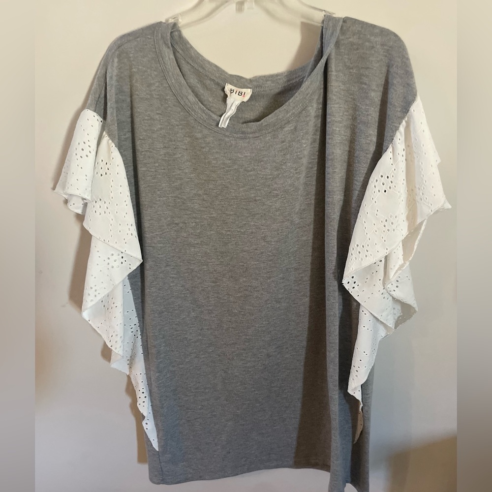 Womens short sleeve shirt ruffle  detail